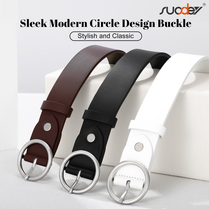 SUOSDEY Fashion Women Leather Belt for Dresses Jeans Pants With Classic Round Buckle - Image 5
